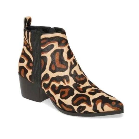 LINEA PAOLO Sevilla II Genuine Calf Hair Leopard Boots Block Heel Pointed 5.5 - Picture 2 of 10